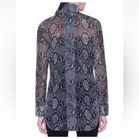 Akris Python-Print Silk Funnel-Neck Tunic (108) - Picture 2 of 10